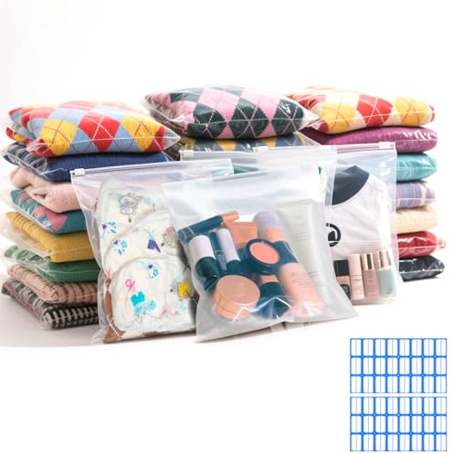Mbsomnus 30x40cm Ziplock Bags for Clothes Travel 35 Pcs Reusable Clear | Large Plastic Zip Bags, Clothes, Hospital Bag, Organiser Pouches, Holiday, Maternity, Shoes, Cosmetics Storage