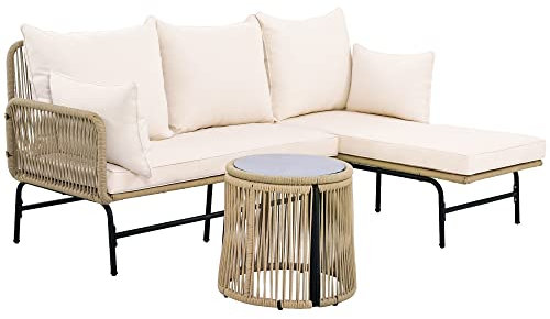 UIXENI Garden Furniture Set, Includes Cushions, Outdoor Lounge Balcony Set Dining Set