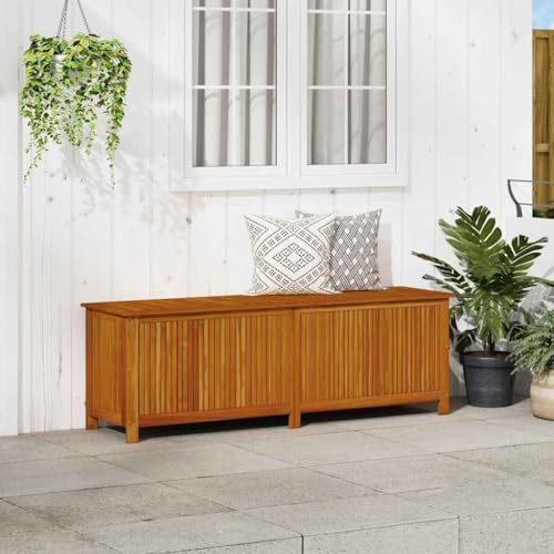 Emmtore Akazienholz Massiv Garten Aufbewahrungsbox Auflagenbox Gartentruhe Kissenbox Gartenbox Kissentruhe Gartentruhe Truhe,175 x 50 x 58 cm