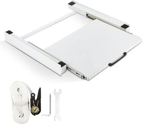 Jaxguom Zwischenbaurahmen für Trockner und Waschmaschine, Zwischenbausatz mit Auszug als Ablage für Waschmaschinen und Trockner | Passend für 60x60 cm Geräte