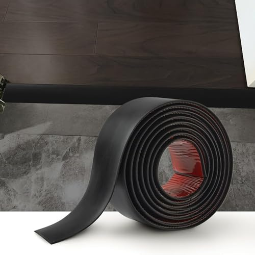 3 Meters PVC Floor Transition Strip Laminate Floor Cover Strips Self Adhesive PVC Floor Door Divider Strip Flat Laminate Profile Flooring Edge Trim Joining Strip Door Bar(7.6cm,Black)