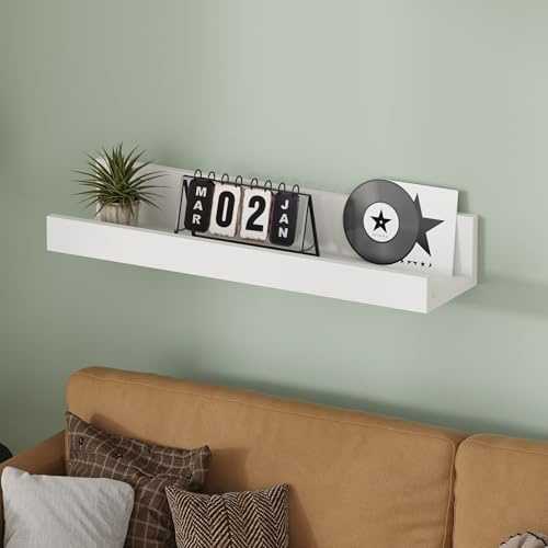 AVC Designs Floating Shelves, 60cm Shelves for wall, Wood Wall Shelves, Wooden Shelves for Bathroom, Bedroom, Office, Living Room, Kitchen, etc (1, White)