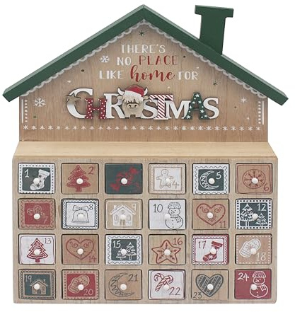 The Leonardo Collection Christmas Highland Cow Advent Calendar | Festive Countdown Decoration for Home | Reusable Wooden Advent Calendar with Highland Cow Design