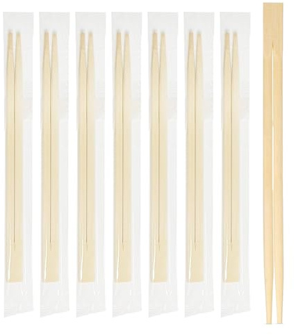 Chef Royale 10 Pairs Disposable Bamboo Chopsticks - 21cm Individually Wrapped Wooden Chop Sticks Bulk Pack - Eco-Friendly Biodegradable Bamboo Cutlery for Sushi, Asian Cuisine
