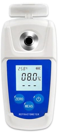 Tidevib Digitales Zuckermessgerät für Lebensmittel und Getränke, wasserdicht mit automatischer Temperaturkompensation, 0-32% und 0-55% Bereich, tragbar