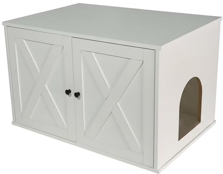 Relaxdays Katzenschrank für Katzentoilette, Separate Trennwand, Eingang, Katzenklo verstecken, HBT: 50x80x53 cm, weiß