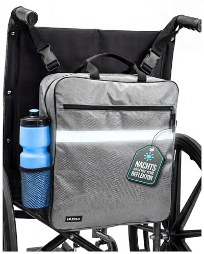 Hochwertige Rollstuhltasche Hinten – Mit Reflektoren & Trinkflaschen Halter