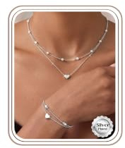 Kakonia Schmucksets für Damen Gold Silber Schmuck Set Halskette Armband Set | Hypoallergen Lagenlook Choker Kette Armband, Schmuck Set Damen, Brautschmuck Hochzeit Schmuckset Geschenk