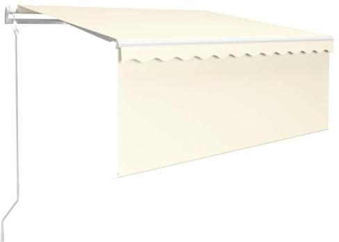 KGFHERENB Tenda da sole automatica con braccio articolato con veneziana, 300 x 250 cm, tenda retrattile per terrazza, con telecomando e manovella, telaio in alluminio per balcone e giardino, bianco