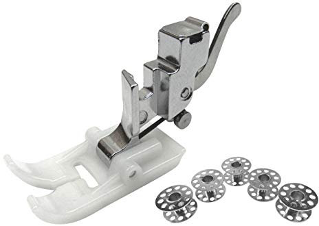 Téflon antiadhésif Pied à coudre + Support à coudre + 5 Bobines en métal pour Elna Machine à coudre Elna