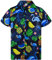 King Kameha Funky Hawaii-Hemd, Herren, Kurzarm, Flamingo-Melon, Dunkelblau-Blaue-Flamingos, 4XL