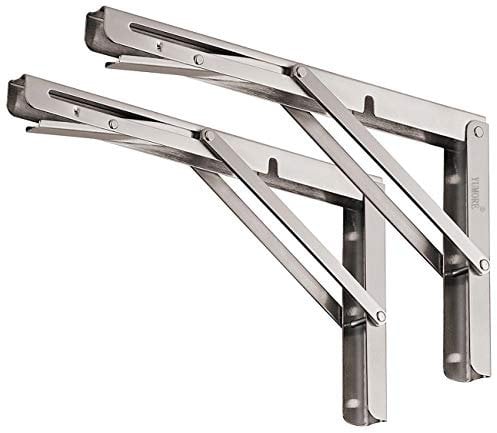 YUMORE Escuadras Abatibles 300mm,Soporte de Estante Plegable Pesado Acero Inoxidable Escuadras para Estanterias de Pared Bisagras Mesa Plegable Bricolaje Ahorrar Espacio, Carga Máxima 150Kg, 2Pcs