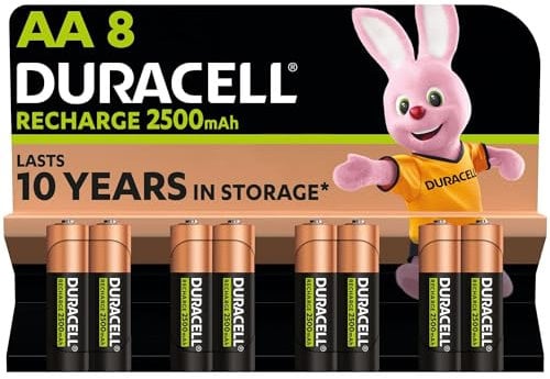 Duracell Batterie Ricaricabili AA (confezione da 8), 2500 mAh NiMH, pre-caricate, le nostre batterie n.1 per lunga durata