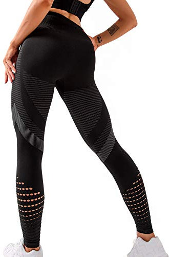 INSTINNCT Damen Sport Nahtlose Blickdicht Leggings Kompressions Yoga Fitnesshose Sporthose mit Hohe Taille für Gym Workout Jogging A-Schwarz L