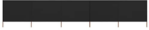 vidaXL Windschutzgewebe Faltbar Windschutz Sichtschutz Sonnenschutz Camping Balkon Terrasse Garten Zaun Strand 5-TLG. 600x80cm Schwarz