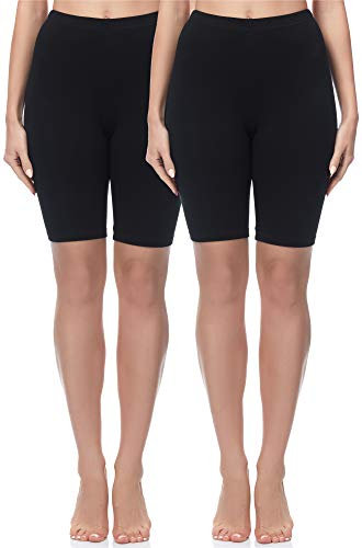 Merry Style Damen Sport Leggings kurz Sportleggings Radlerhose Sporthose aus Baumwolle 2 Pack MS10-200 (Schwarz/Schwarz(2Pack), XS)