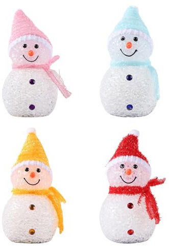 SOLUSTRE 4 Stücke Solarleuchten Schneemann Figur Solar Gartenstecker Weihnachten Beleuchtet Beleuchtung Garten Solarlampen Nachtlicht Weihnachtsdeko Lampe für Außen Outdoor Rasen Terrassen Deko