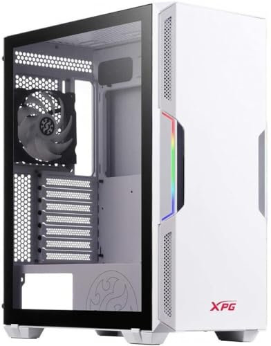 ADATA XPG STARKER Mid-Tower PC Chassis, ATX/Micro ATX, Mini-ITX, Compact Size, Tempered Glass Side Panel, I/O USB 3.0 Port, White