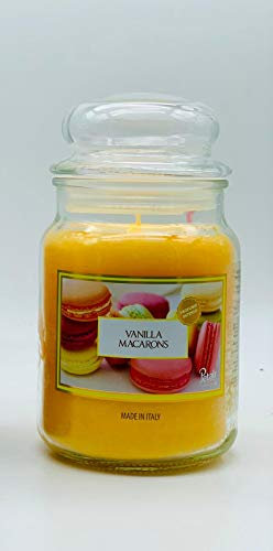 CANDELA PROFUMATA IN VASETTO DI VETRO- DURATA 100 ORE (vaniglia macarons)