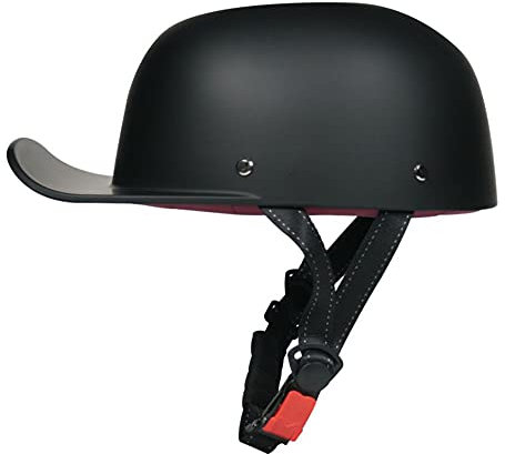 Woljay Casco Moto Retrò Mezzo Caschi Moto Casco per Scooter Ciclomotore Berretto Baseball Uomo e Donna Adulti (X-Large, Nero opaco)