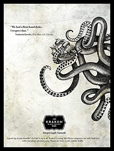 Krouterebs New Tin Sign Kraken Black Spiced Rum Metal Tin Sign Rustic Wall Decor Suitable for Home and Kitchen Bar Man Cave Cafe Garage Wall Decor Retro Vintage 12x8 Inch