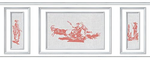 PLAGE Papier peint mural décor intérieur, boiserie trompe l'oeil, toile de jouy, illustration panoramique, 75x200cm, décoration murale intérieure.