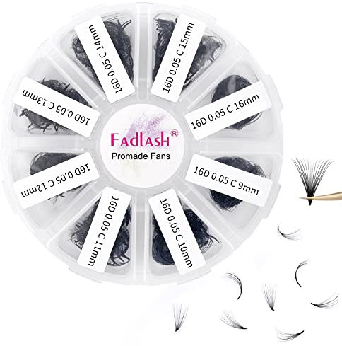 Russische Vorgefertigte 16D 0.05 C Curl 9-16mm Mixed 1000pcs Wimpern Extensions Promade Russische Fächerwimpern Vorgefertigte Wimpernverlängerung für Schönheit