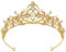 LIHELEI Krone Damen Tiara, Prinzessin Diadem Hochzeit Tiara, Kristall Tiara für Hochzeit, Ball, Braut-Diadem, Braut-Haarschmuck, Partydekoration - Gold + Weißer Kristall