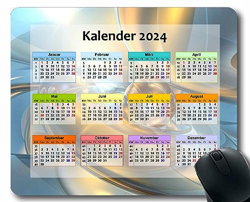 YENDOSTEEN Mauspad,2024 Kalender schwarz, Leichtmetall von Balllegierung Mauspad aus Gummi