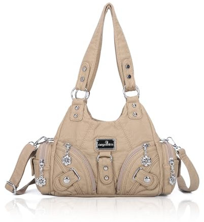 Angel Kiss Kleine Hobo-Umhängetaschen für Damen, Vagen, Leder, mehrere Taschen, Tragetasche mit Reißverschluss, aprikose