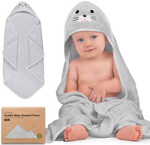 KeaBabies Kapuzenhandtuch Baby - Baby Handtuch Kapuze, Weich & Super Saugfähig Babyhandtuch Mit Kapuze für Neugeborene, Baby Badetuch mit Kapuze, Babybadetücher & Kapuzenhandtücher (Seal)