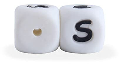 ISAKEN 10 Pezzi Perline a Lettera in Silicone, Bianche Perline di Lettere in Silicone, Cubo Perle Perline Decorative con Lettere per Creazione di Gioielli Artigianato Braccialetti Fai-da-Te Collana