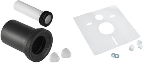Geberit 152.426.46.1 Anschlussset für Wand-WC PE d90 / 110, 180mm mit Deckkappen & Sanit 16.002.00.0000 Schallschutzset für Wand-WC und Bidet, weiß