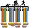 CREATCABIN Triathlon-Medaillenaufhänger Sportmedaillenhalter Eisen Schwimmen Fahrrad Laufen Wettbewerb Wandaufhängung Rahmen Haken Display Für Läufer Schwimmer Geschenk Über 60+ Medaillen 40x15cm
