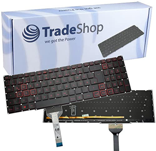 Trade-Shop Orig. Laptop Notebook Tastatur DE QWERTZ Rot Backlight kompatibel mit Acer Nitro 5 AN517-52, Predator Helios 300 PH315-52 PH315-53 PH317-53