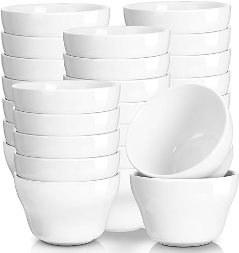 Patelai 18 Pack 8 oz White Ceramic Soup Bowls Soup Cups Porcelain Broth Cups Small Dessert Bowls for Kitchen Rice Ice Cream Side Dishes Salads Dip Cereal Microwave Dishwasher Safe