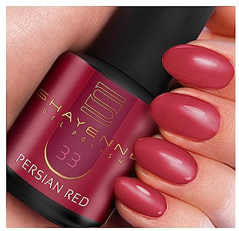 SHAYENNE UV Gel Nagellack - 33 Persian Red Rot 15 ml - Langanhaltend, Kratzfest & Hochglänzend - Profi-Qualität - LED kompatibel - Perfekt für Zuhause & Studio - Made in Germany
