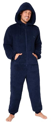 CityComfort Adult Onesie for Men Teenagers - Cosy Nightwear Hooded Fluffy Fleece Onesies For Men M-3XL Lounge Wear - Gifts for Him (Navy, 3XL)