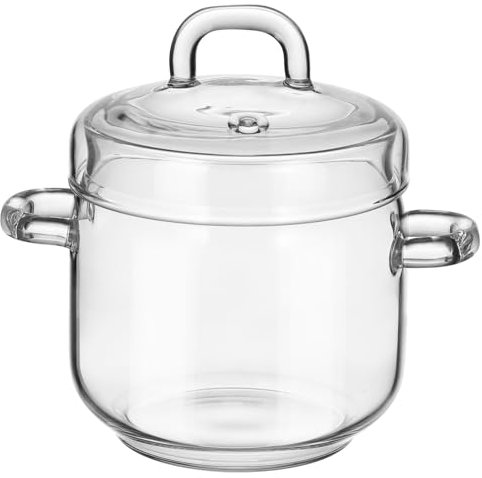 KICHOUSE Glass Stew Pot Lid High Temperature Resistant Soup Pot for Kitchen Use and Home Tableware