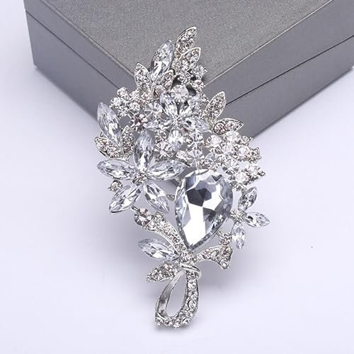 YAHOYA Luxe Big Rhinesotne Broches Pins pour Femmes Dame Cristal Complet Décoration Banquet Party Robe Manteau Bijoux Corsage Broche