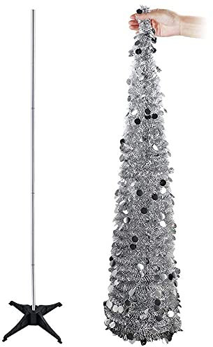 NAMUlA Weihnachtsbäume, künstliche Weihnachtsbäume, 1,5 m, faltbar, künstlicher Weihnachtsbaum, Lametta, Pailletten, Pop-up-Baum mit Ständer, Neujahrsgeschenk, Weihnachtsdekoration, künstliche