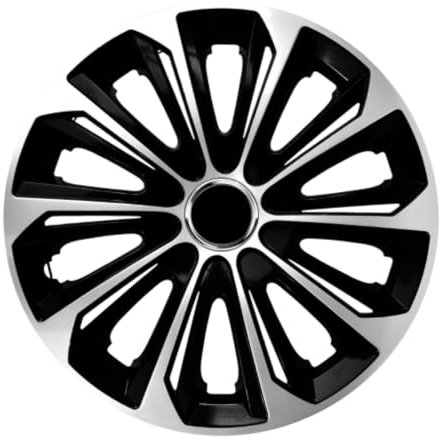 Luckyberg Radkappen 15 Zoll Strong | Radzierblenden 4er-Set für die meisten Automarken und Stahlfelgen, Zierkappen in vielen Farben. Felgenabdeckung für Autofelgen. (15 - SCHWARZ/Silver)