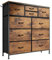 MYHMCT Chest of Drawers, 10-Drawer Fabric Dresser with Wood Top & Metal Frame, Sturdy Storage Organizer for Bedroom, Kids Room, Living Room, Closet - Easy Assembly (Rustic Brown)