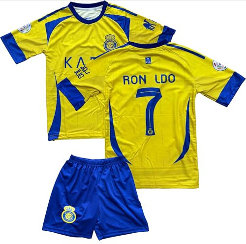 IHIMI RND Al NASSR #7, 2024/2025 Neue Saison, Kurzarm Trikot und Shorts für Unisex, Sporttrikot, Fußball-Trainingstrikots (152,Gelb)