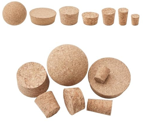 INCREWAY 40 x Weinflaschenverschluss, konisch, verschiedene Größen, Kork und Kugelkugel, natürliches weiches Holz für Glas