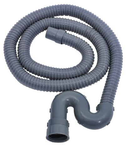 Healeved Tubo Scarico Flessibile 2M per Lavastoviglie e Lavello Grigio Scuro Durevole Facile Installazione Fibbia di Sicurezza Compatibile e Lavanderia