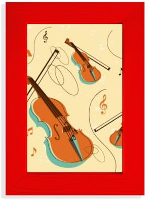 Bilderrahmen, Motiv: Violine, Musikinstrumente, Rot