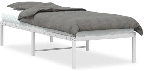 vidaXL Bettgestell, Bettrahmen mit Lattenrost, Bett Gästebett mit Stauraum, Metallbett Einzelbett Schlafzimmerbett, Weiß 75x190cm Metall