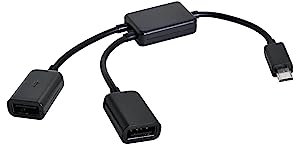 Mr. Gadget's Solutions Adaptador convertidor micro USB a USB A, doble puerto OTG macho a hembra, cable USB para laptop, divisor micro USB 2 hembra, 1 macho, negro