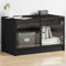 Natulvd Kleiner TV-Ständer mit 2 Glastüren, moderner TV-Schrank unter TV-Vitrine für Wohnzimmer, Schlafzimmer, 68 x 37 x 42 cm (68 cm breit, schwarz)